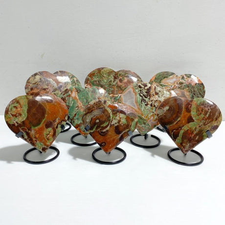8 Pieces Large Money Agate Heart With Stand -Wholesale Crystals