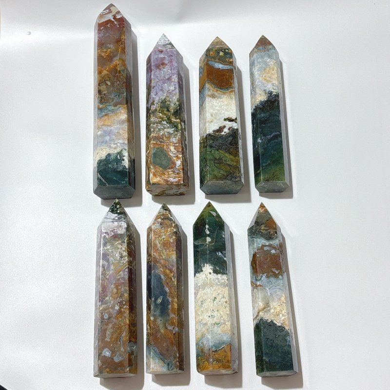 8 Pieces Large Ocean Jasper Points - Wholesale Crystals