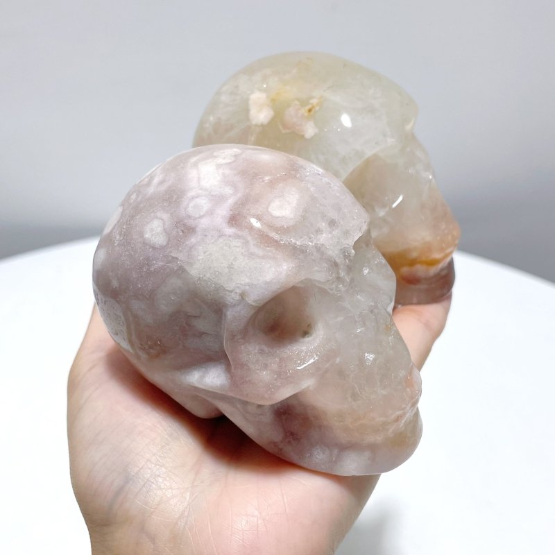 8 Pieces Large Sakura Agate Skull Carving - Wholesale Crystals