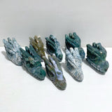 8 Pieces Moss Agate Dragon Head Carving Closeout -Wholesale Crystals