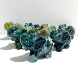 8 Pieces Moss Agate Elephant Carving - Wholesale Crystals