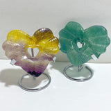 8 Pieces Rainbow Fluorite Heart With Stand -Wholesale Crystals