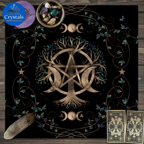 8 Vintage Rune Pentagram Tarot Tablecloth - Wholesale Crystals