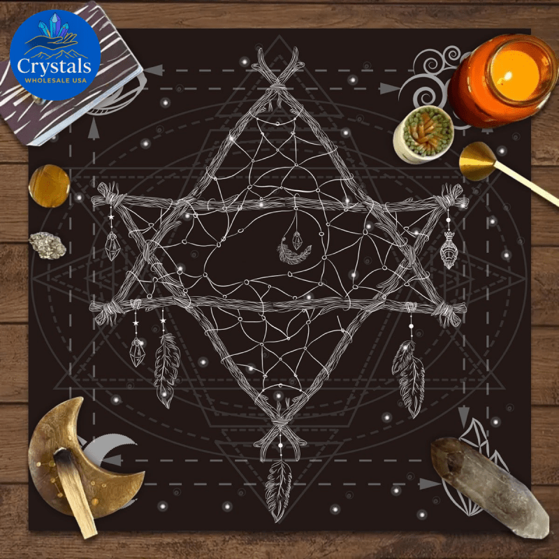 8 Vintage Rune Pentagram Tarot Tablecloth - Wholesale Crystals