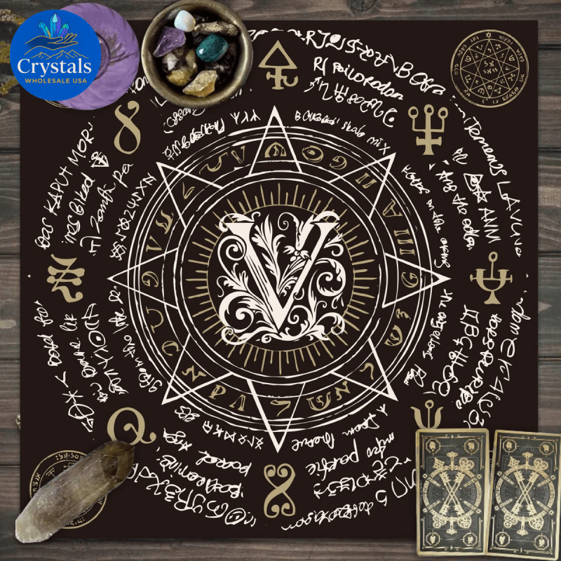 8 Vintage Rune Pentagram Tarot Tablecloth - Wholesale Crystals