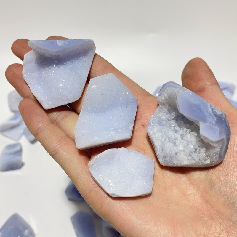 83 Pieces Polished Geode Blue Chalcedony Free Form -Wholesale Crystals