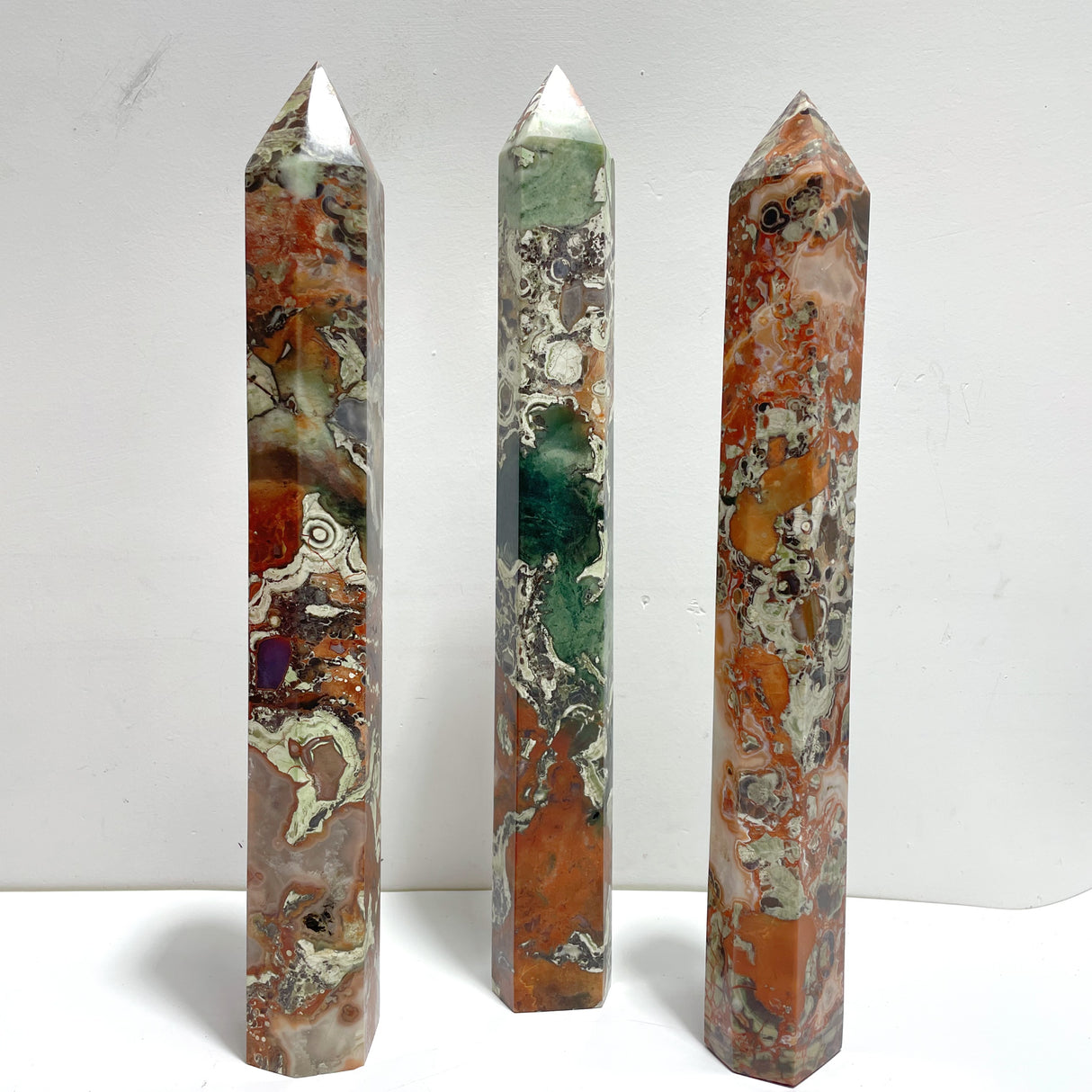 3 Pieces Tall China Agate Tower Point