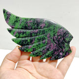 Ruby Zoisite Heart Wing Carving With Stand
