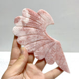 2 Pieces Pink Opal Heart Carving With Stand