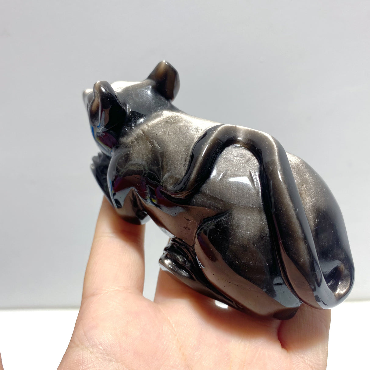 8 Pieces Silver Sheen Obsidian Animals Carving