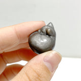 2.4cm Small Silver Sheen Obsidian Sleeping Cat Carving Wholesale