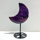 Large Charoite Moon Carving With Stand