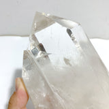 Large Clear Quartz Raw Bottom Double Point With Stand