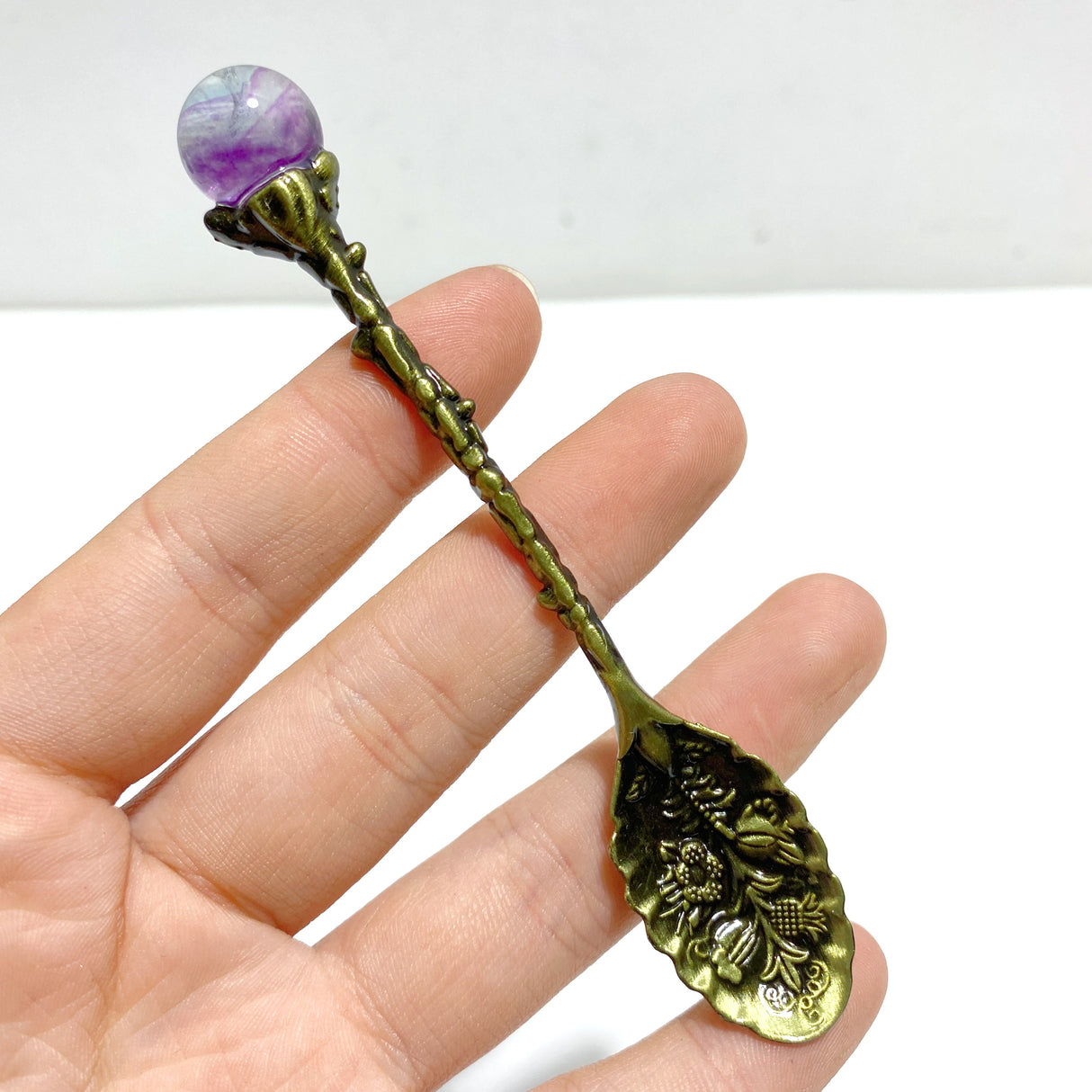 Colorful Fluorite Sphere Coffee Spoon Wholesale