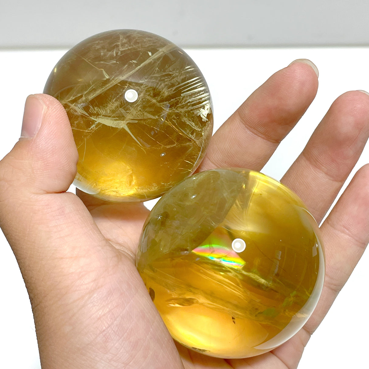 17 Pieces Citrine Crystal With Rainbow Spheres