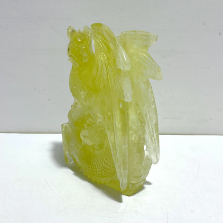 Unique Citrine Flying Dragon Castle Carving
