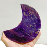 4 Pieces Large Charoite Moon Carving With Stand #1