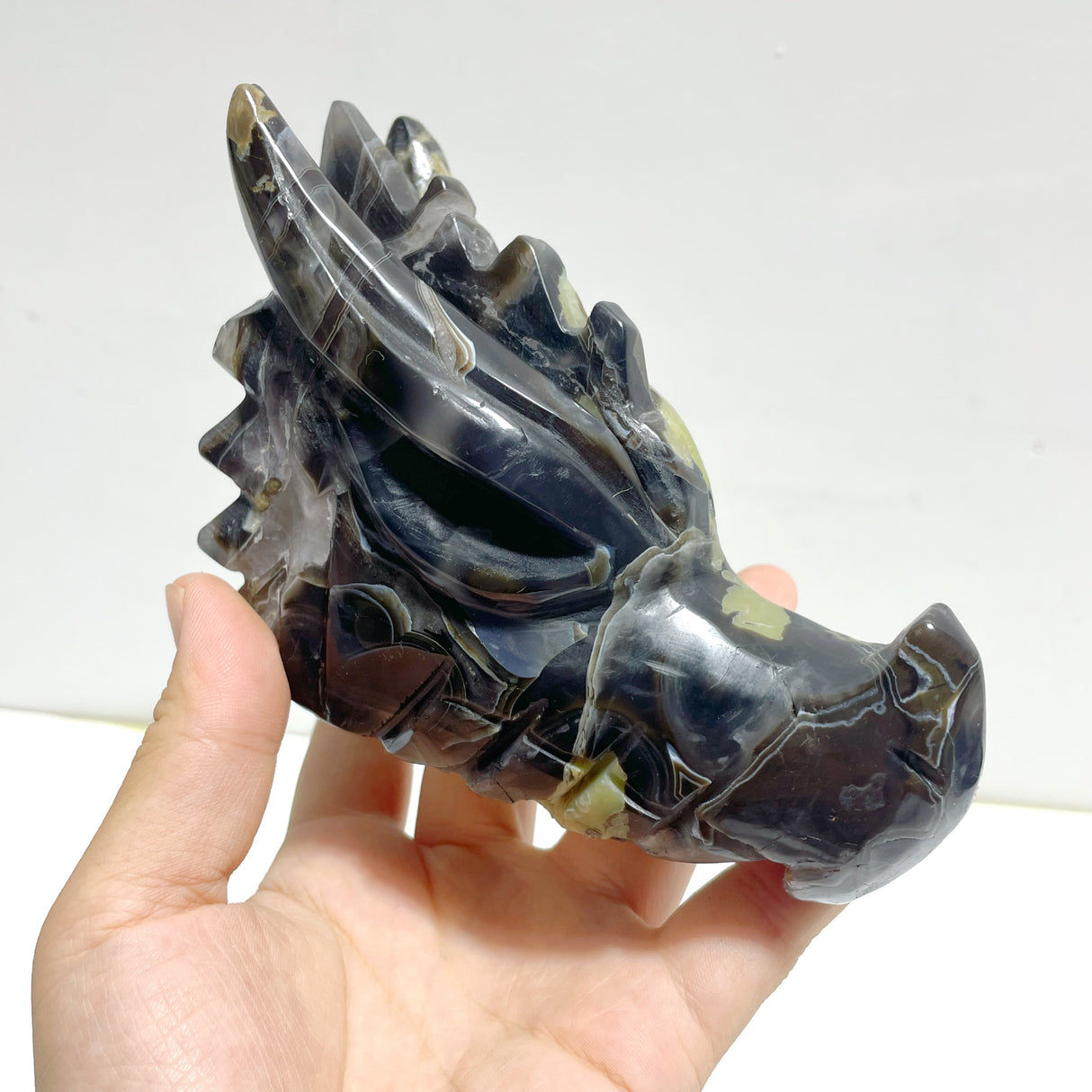 10 Pieces Volcanic Agate Dragon Head Carving Closeout(UV-Reactive)