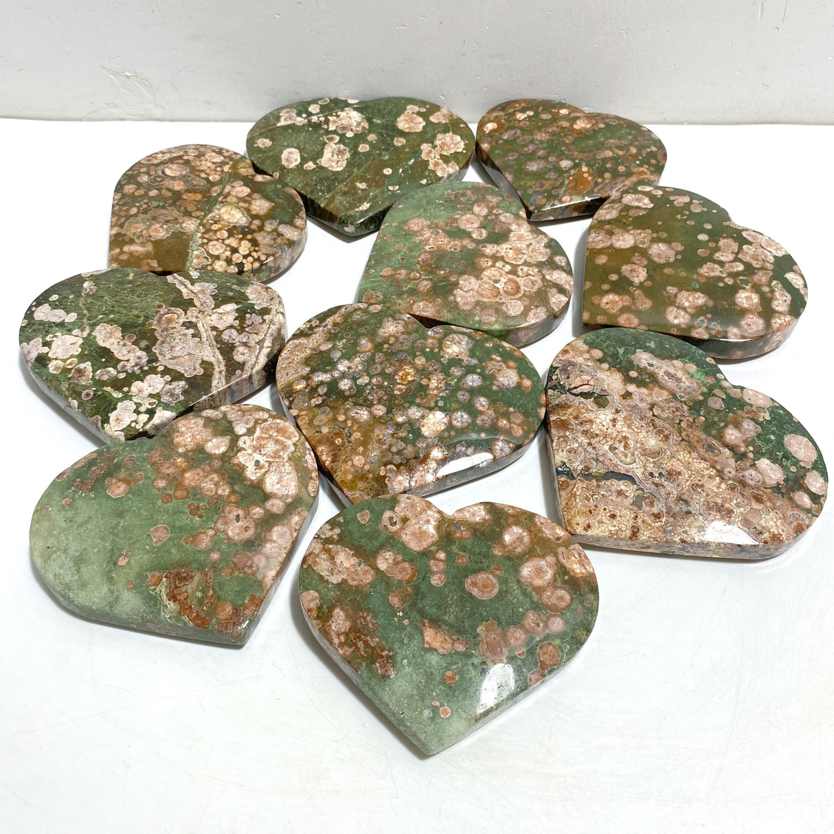 10 Pieces Large Rainforest Jasper Heart #4