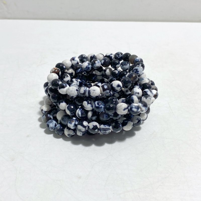 8mm Multi - faceted Black Orca Agate Bracelet Wholesale - Wholesale Crystals