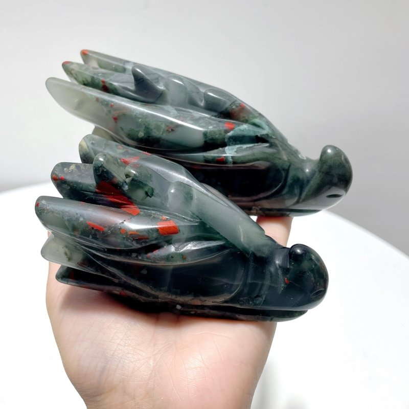 9 Pieces Africa Blood Stone Dragon Head Carving - Wholesale Crystals