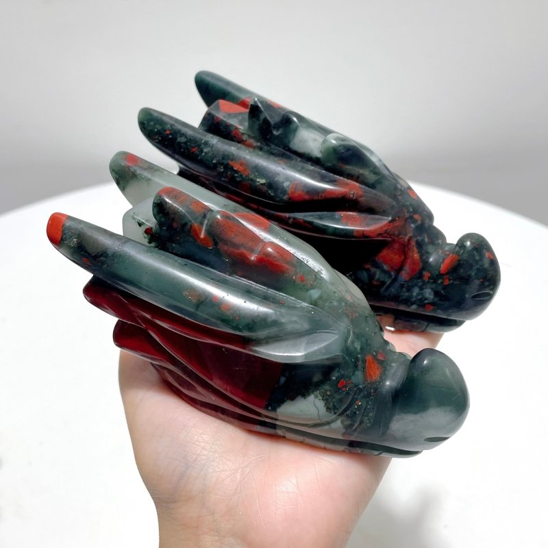 9 Pieces Africa Blood Stone Dragon Head Carving - Wholesale Crystals