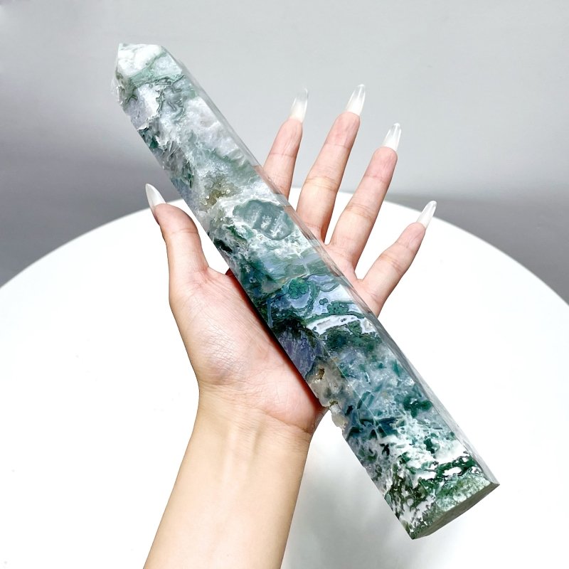 9 Pieces BBeautiful Druzy Moss Agate Geode Tower - Wholesale Crystals