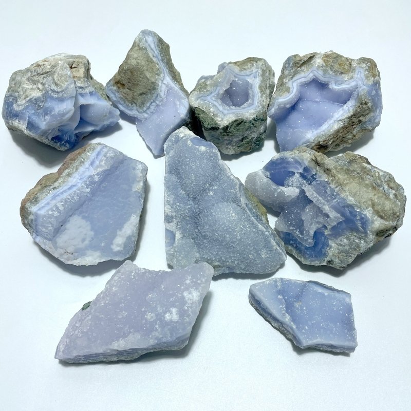 9 Pieces Blue Chalcedony Cluster Specimen - Wholesale Crystals