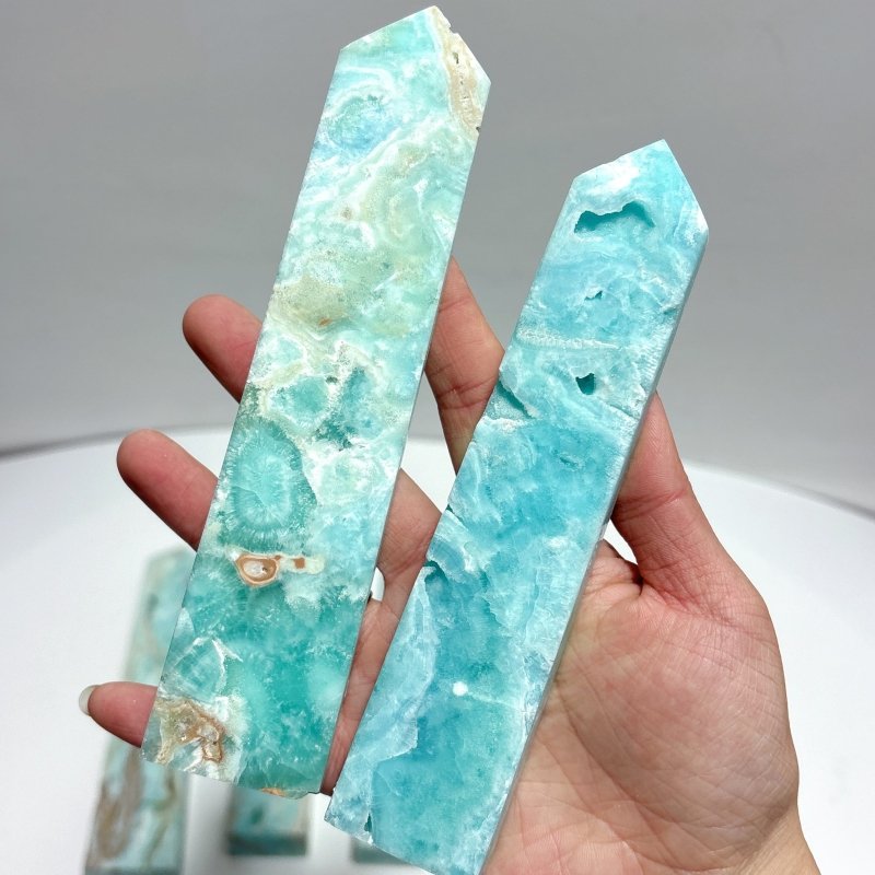 9 Pieces Blue Hemimorphite Four - Sided Tower - Wholesale Crystals