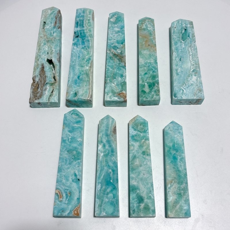 9 Pieces Blue Hemimorphite Four - Sided Tower - Wholesale Crystals