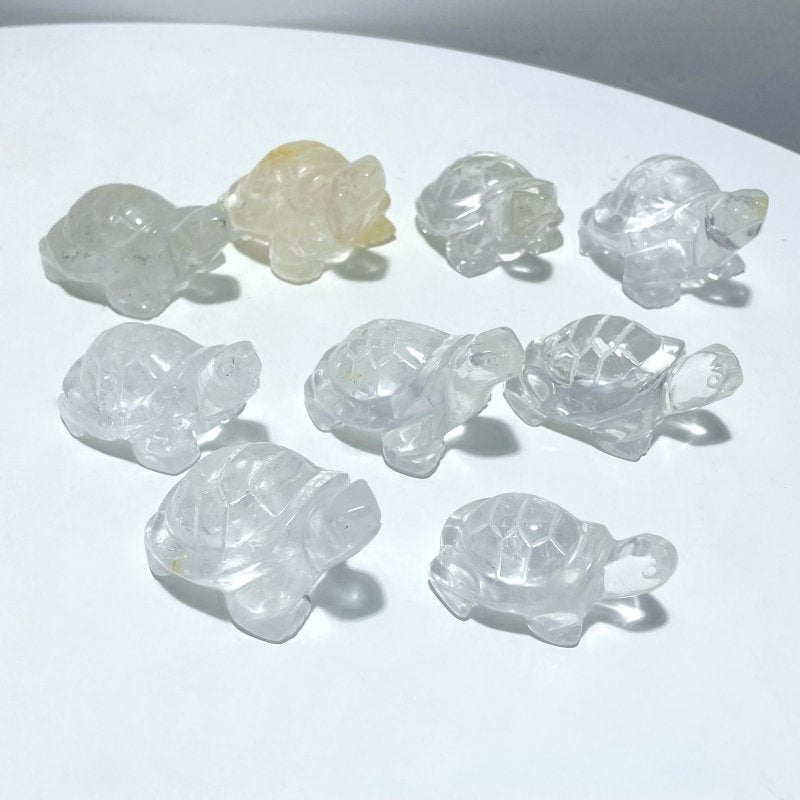 9 Pieces Clear Quartz Turtle Carving - Wholesale Crystals