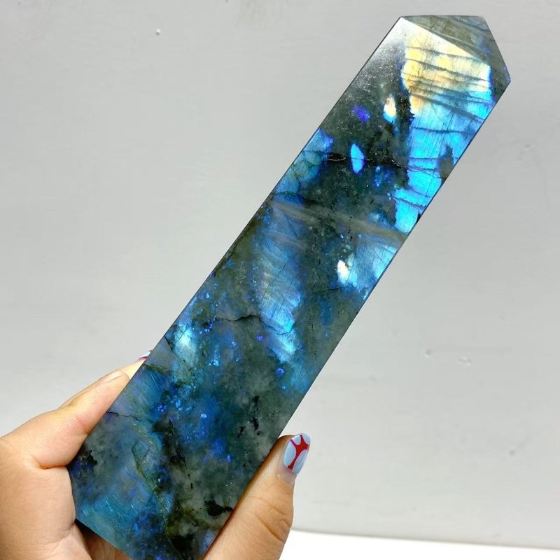 9 Pieces Flash Labradorite Four - Sided Tower Points - Wholesale Crystals