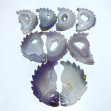 9 Pieces Geode Agate Druzy Indian Feathers Carving - Wholesale Crystals