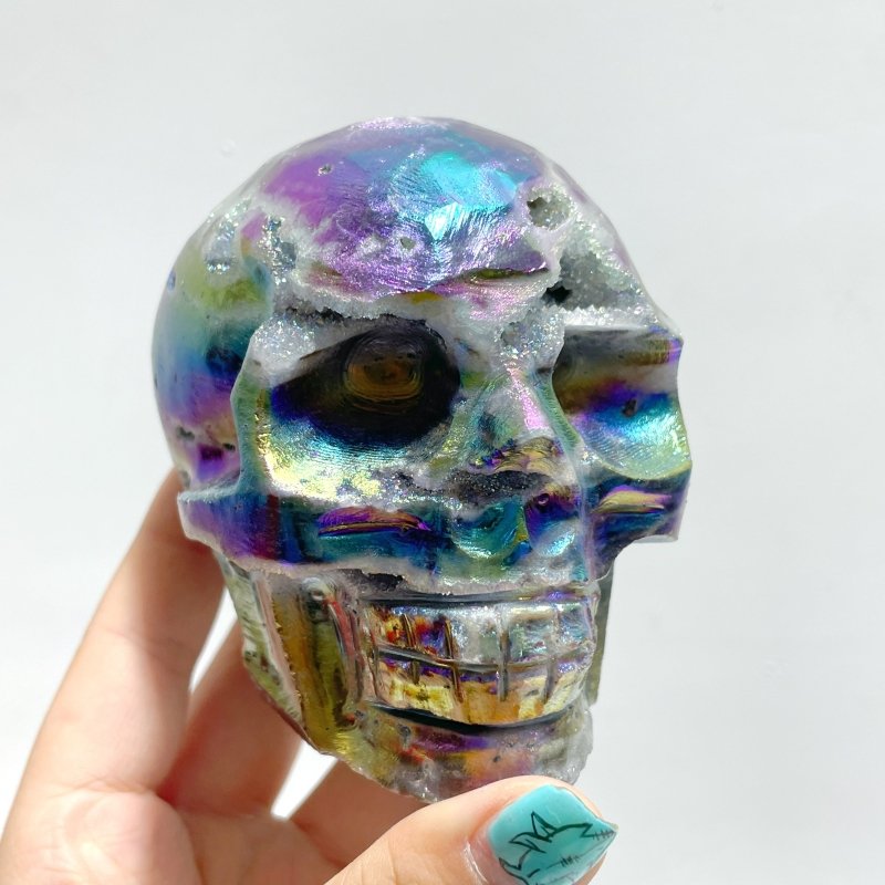 9 Pieces Geode Aura Sphalerite Skull Carving - Wholesale Crystals