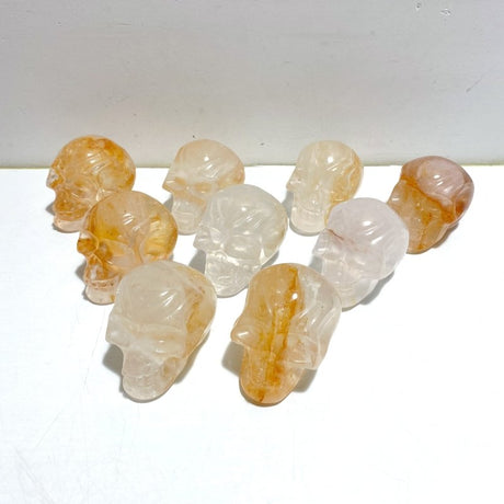 9 Pieces Hematoid Quartz Golden Fire Quartz Skull Carving - Wholesale Crystals