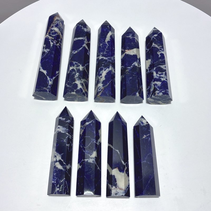 9 Pieces High Quality Sodalite Tower Points - Wholesale Crystals