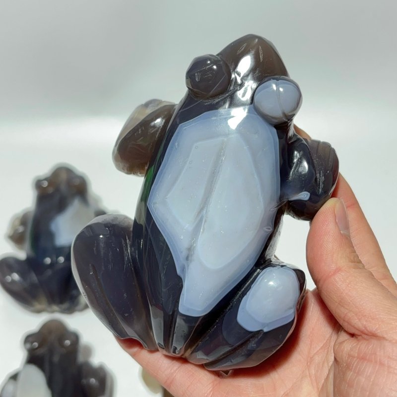 9 Pieces Large Beautiful Geode Druzy Agate Frog Carving -Wholesale Crystals