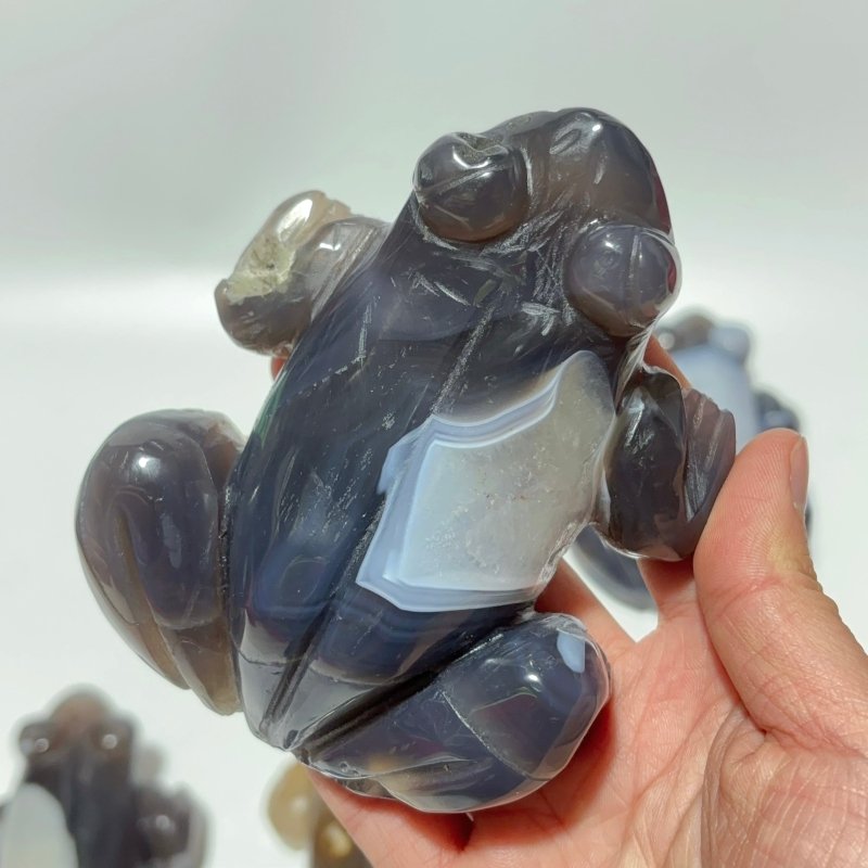 9 Pieces Large Beautiful Geode Druzy Agate Frog Carving -Wholesale Crystals