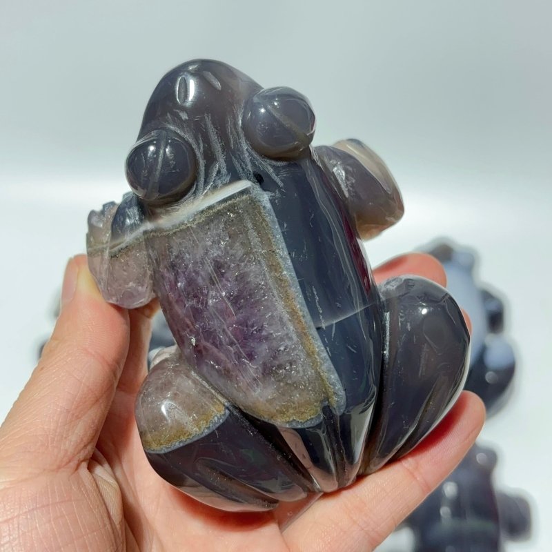 9 Pieces Large Beautiful Geode Druzy Agate Frog Carving -Wholesale Crystals