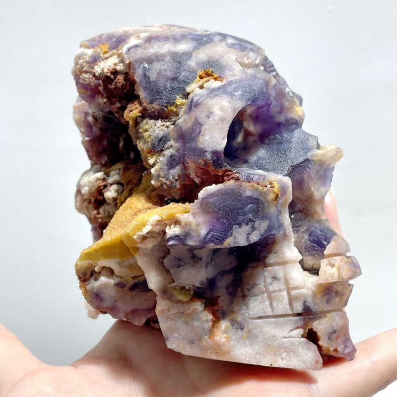 9 Pieces Large Purple Fluorite Skull Carving - Wholesale Crystals