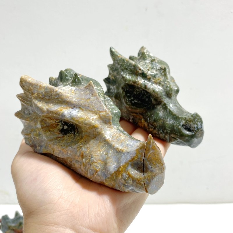 9 Pieces Ocean Jasper Dragon Head Carving Closeout - Wholesale Crystals