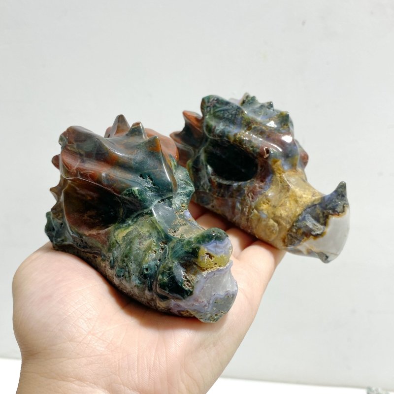 9 Pieces Ocean Jasper Dragon Head Carving Closeout - Wholesale Crystals