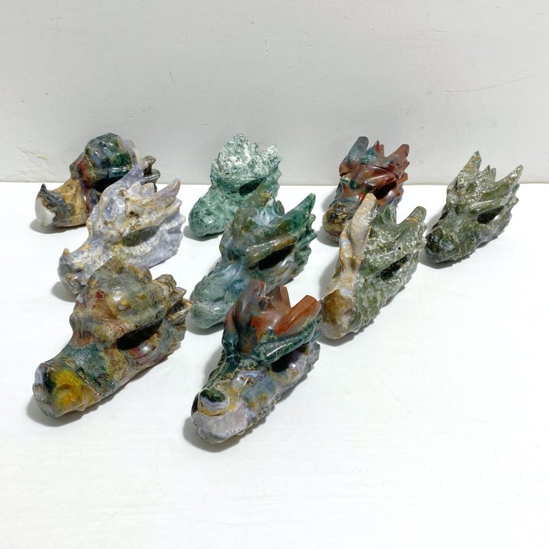 9 Pieces Ocean Jasper Dragon Head Carving Closeout - Wholesale Crystals
