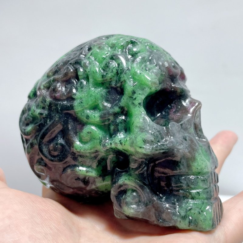 9 Pieces Ruby Zoisite Skull Carving - Wholesale Crystals