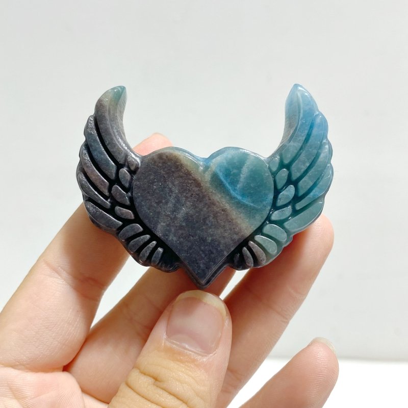 9 Pieces Trolleite Stone Heart Wing Carving Closeout - Wholesale Crystals