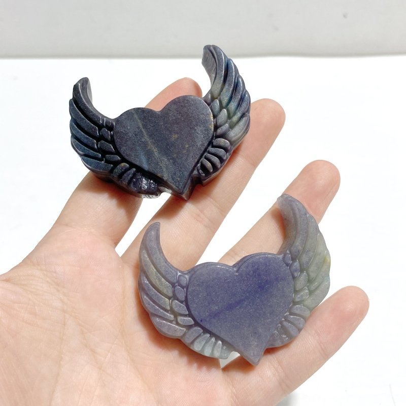 9 Pieces Trolleite Stone Heart Wing Carving Closeout - Wholesale Crystals