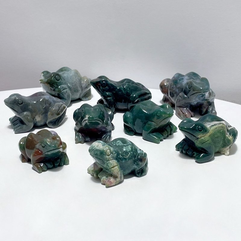 9 Pieces Unique Ocean Jasper Frog Carving - Wholesale Crystals