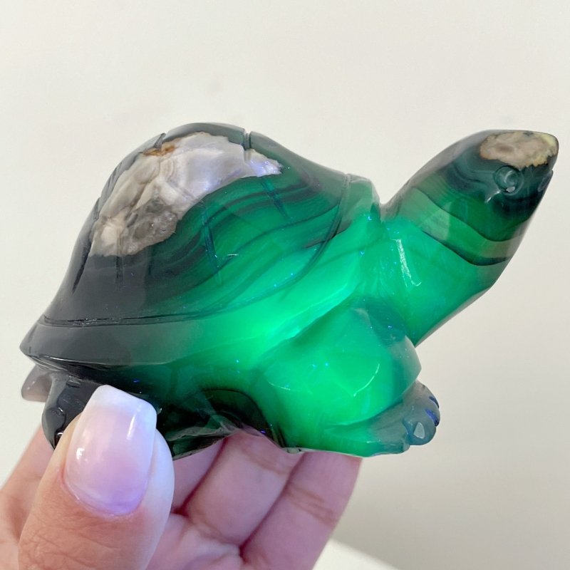 9 Pieces Volcano Agate Turtle Carving(UV - Reactive) - Wholesale Crystals