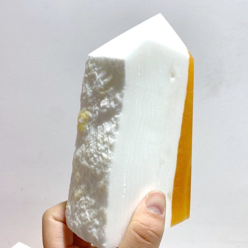 9 Pieces Yellow Calcite Points Raw Side - Wholesale Crystals