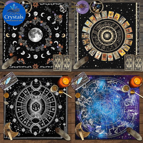 9 Sun Floral & Moon Phase Tarot Tablecloth - Wholesale Crystals